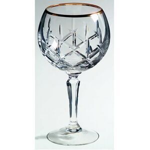 Gotham Crystal Lady Anne Gold Balloon Wine Glasses/ Set of 2  7 3/4” Tall